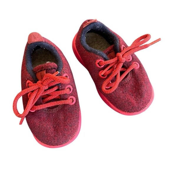 Allbirds Smallbirds Wool Runners Sneakers Natural Red Wine Color Toddler Size T5 - Picture 2 of 9